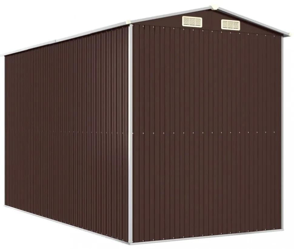 sötétbarna horganyzott acél kerti fészer 192 x 357 x 223 cm