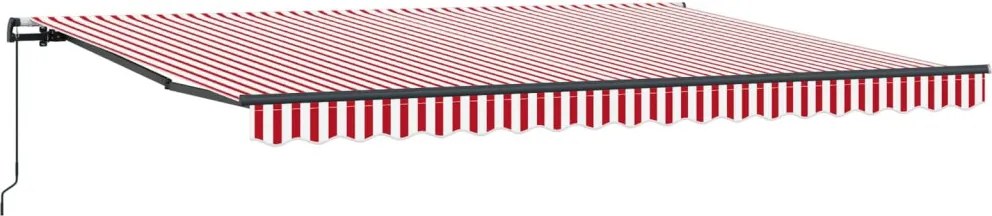 Behúzható napellenző Piros és Fehér 450 × 300 cm