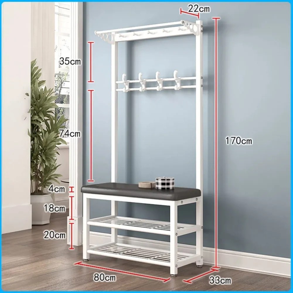 Cipőtartó kényelmes üléssel és akasztóval CR004-60 170 x 33 x 60 cm