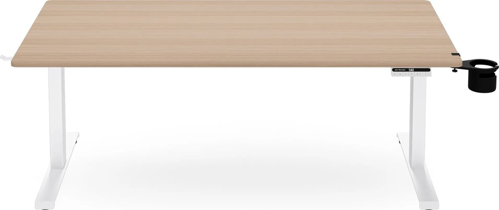 Elektromos, állítható magasságú, ergonomikus, fehér/sonoma tölgy íróasztal,1600x800 mm: ARIA
