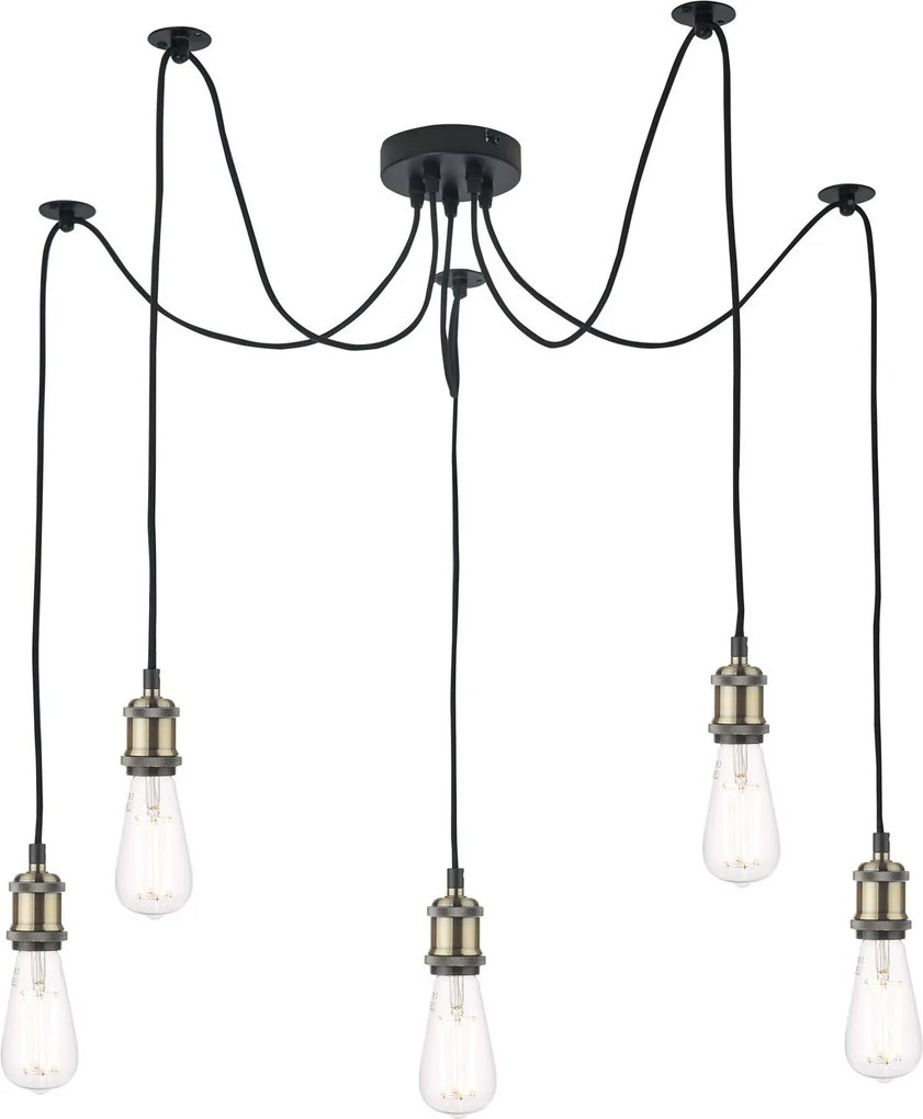 Dar lighting vintage függeszték waco antik sárgaréz fekete darwac0575