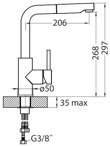 ALVEUS 1129048 - Mosogatócsap kihúzható permetezővel SIROS 29,7 cm gránit/fekete