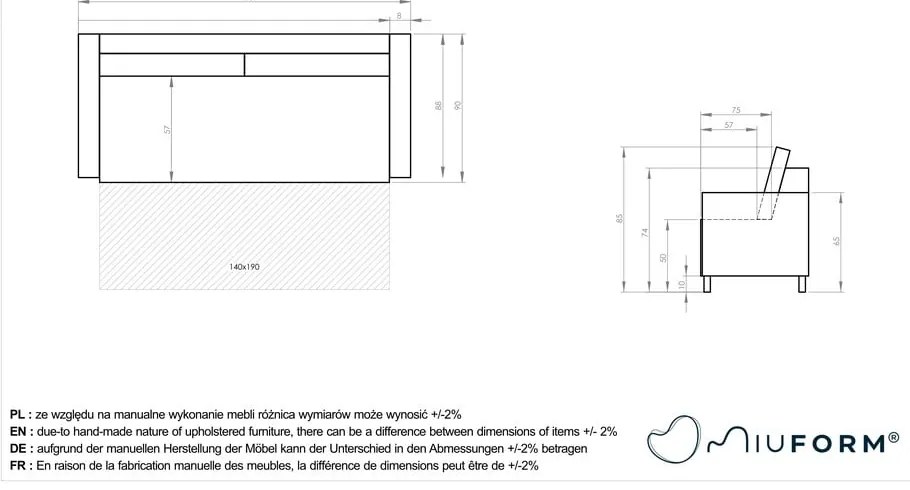 Világosbarna kinyitható kanapé 207 cm Simon – Miuform