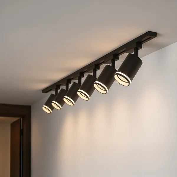 PIPE sínrendszerbe illeszthető spotlámpa 6xGU10/10W/230V, fekete