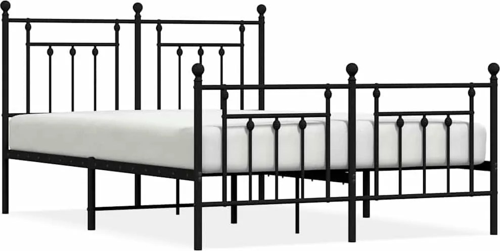 vidaXL fekete fém ágykeret fej- és lábtámlával 140 x 190 cm