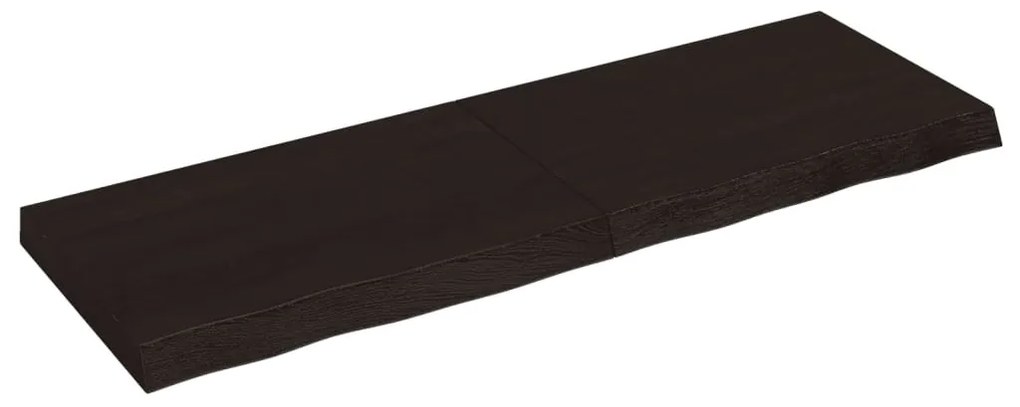 sötétbarna kezelt tömör tölgyfa fali polc 120 x 40 x (2-6) cm