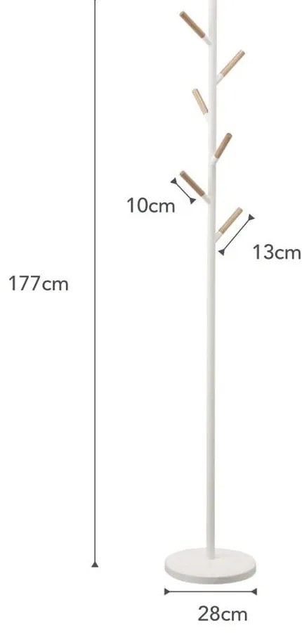 Plain Pole Hanger fehér állófogas bükkfa részletekkel - YAMAZAKI