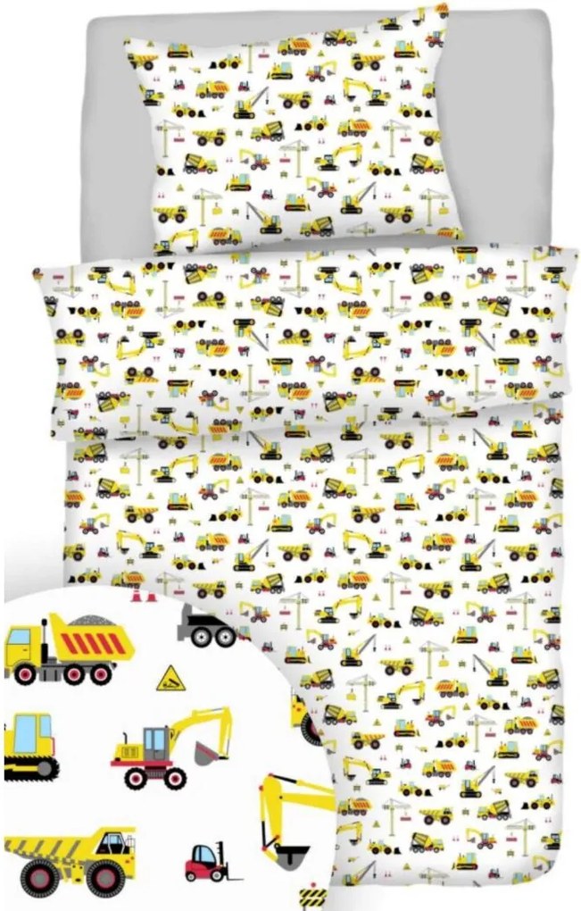 Építőipari gépek pamut ágyneműhuzat TiaHome - 1x Párna 90x70cm, 1x Paplan 140x200cm