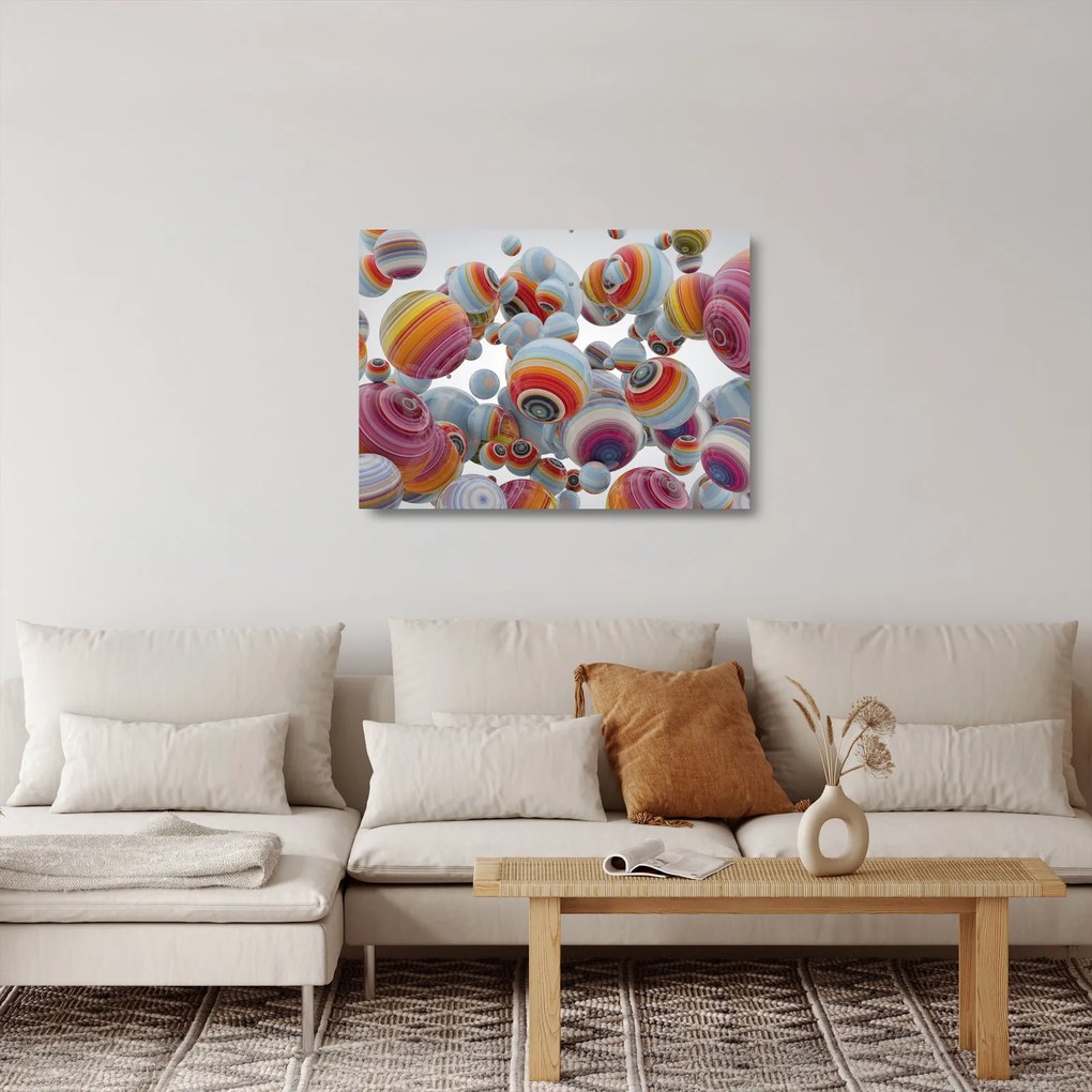 Festett gömbök képe (üvegen) (70x50 cm)