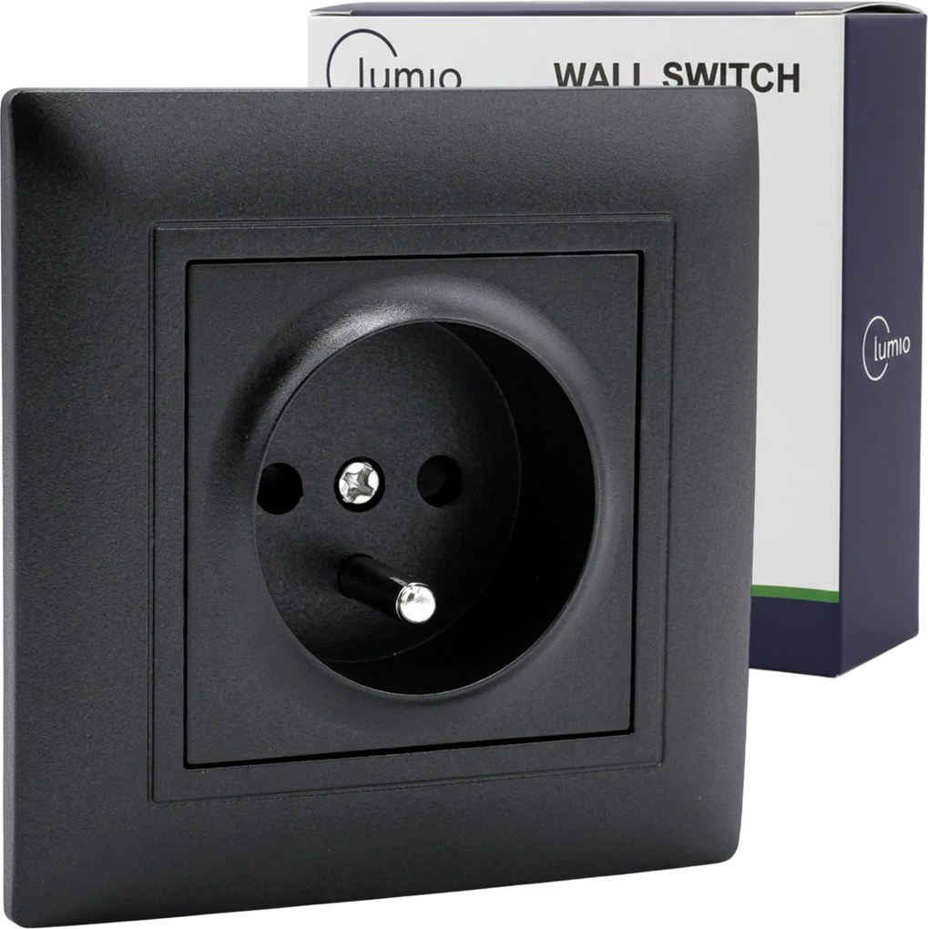 Elektromos Aljzat Szimpla Fekete Földelt 10A 250V IP20 Keret