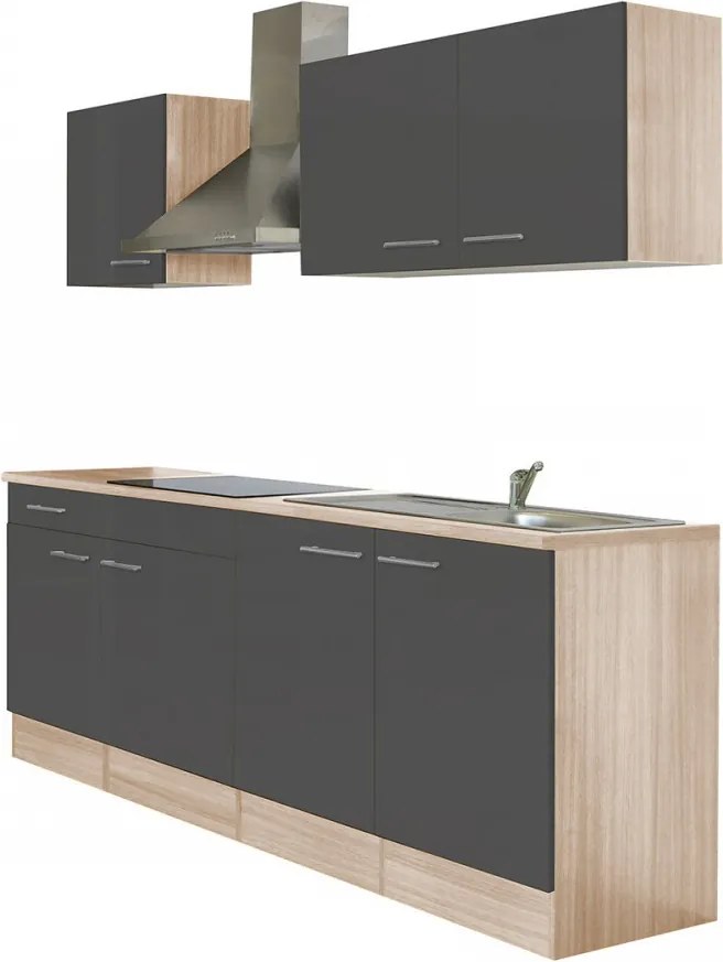 Yorki 210 konyhabútor sonoma tölgy korpusz,selyemfényű antracit fronttal