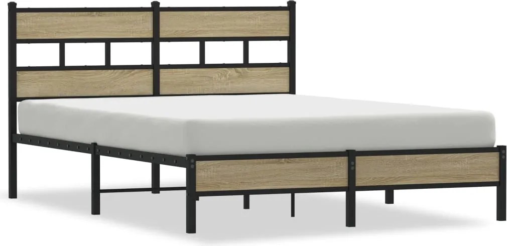 vidaXL sonoma tölgy színű szerelt fa ágykeret matrac nélkül 137x190 cm