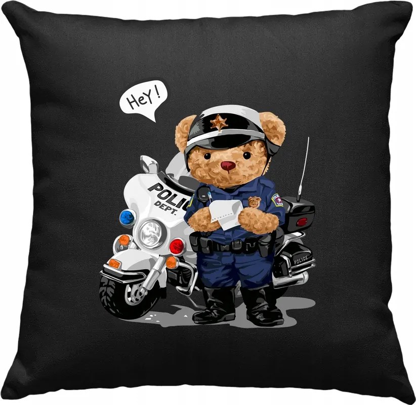 Ralph rendőr mackó párna, fekete