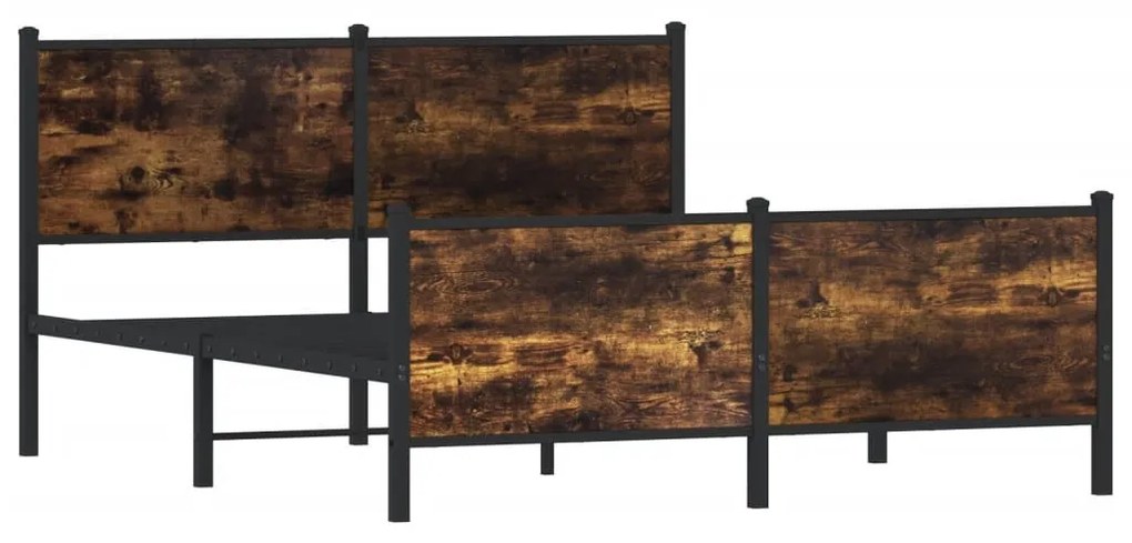 füstös tölgy színű fém ágykeret matrac nélkül 160 x 200 cm