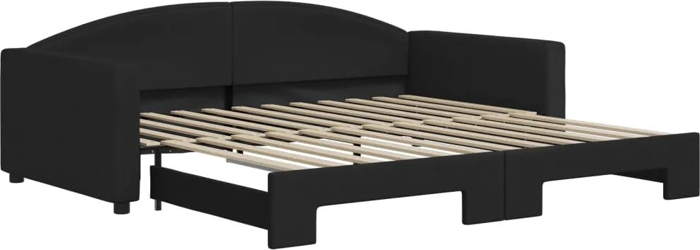 vidaXL fekete kihúzható szövet heverő 100 x 200 cm