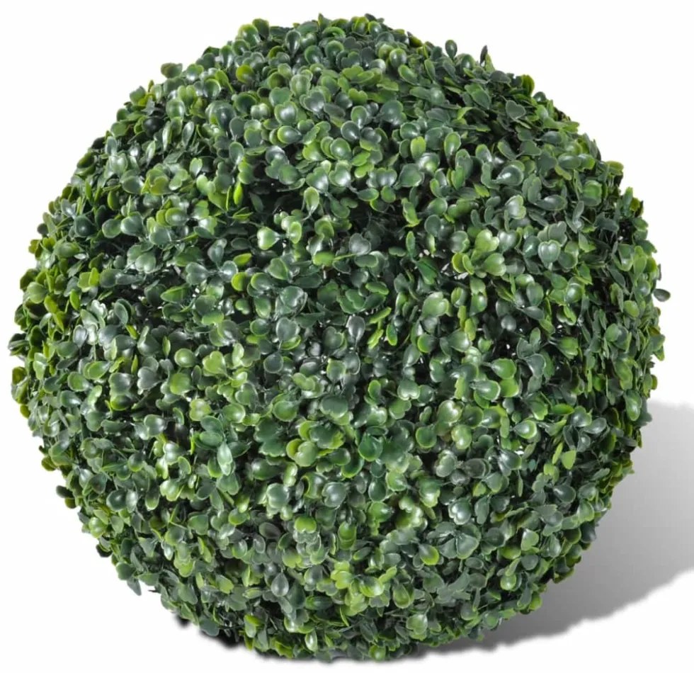 2 db kerti buxus labda műlevelekkel és napelemes fényfüzérrel 35 cm
