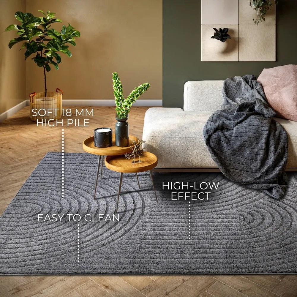 Antracitszürke szőnyeg 160x235 cm Panglao New York Anthracite – Elle Decoration
