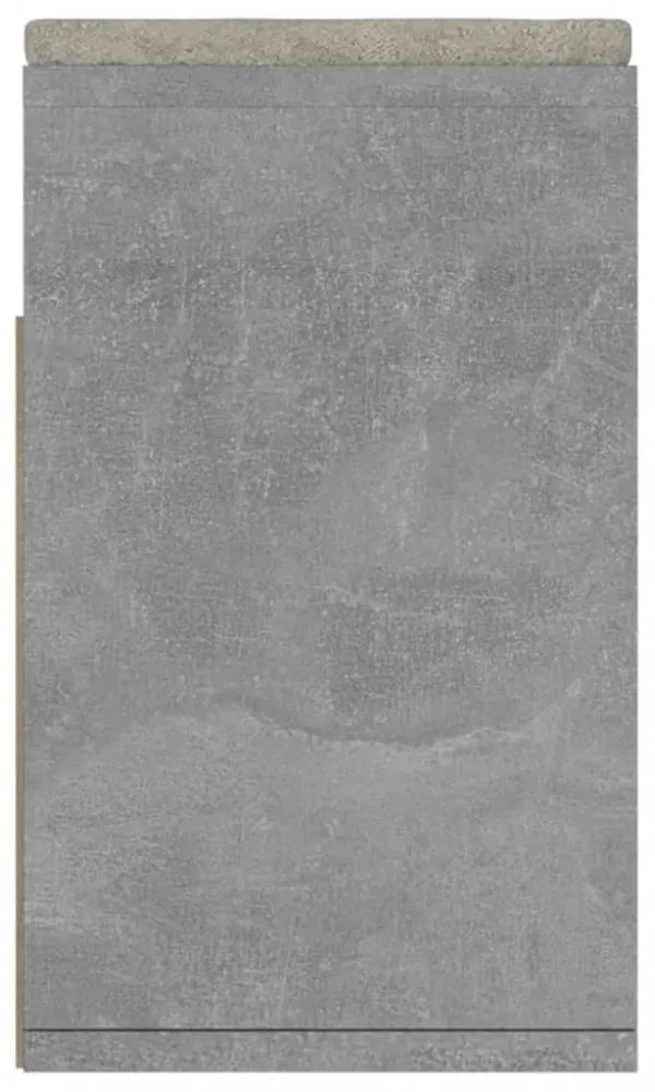 betonszürke szerelt fa cipőtároló pad párnával 104 x 30 x 49 cm