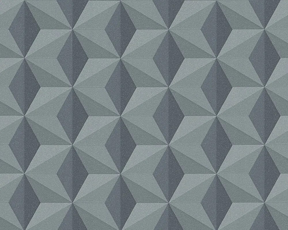 3D tapéta Geometrikus Szürke Grafit Csillámos Dekor