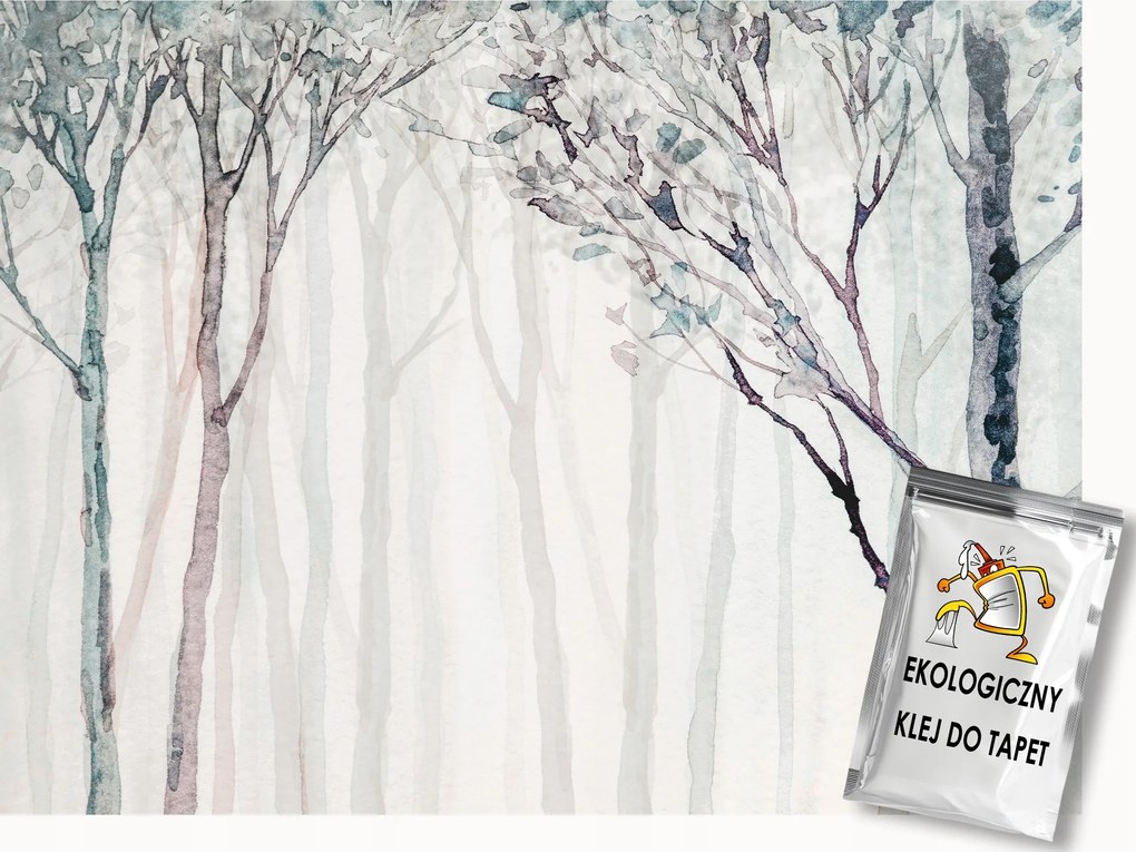 Fotótapéta Flizelina Akvarell Természet Pasztell Erdő Fák Köd 400x280 ragasztó