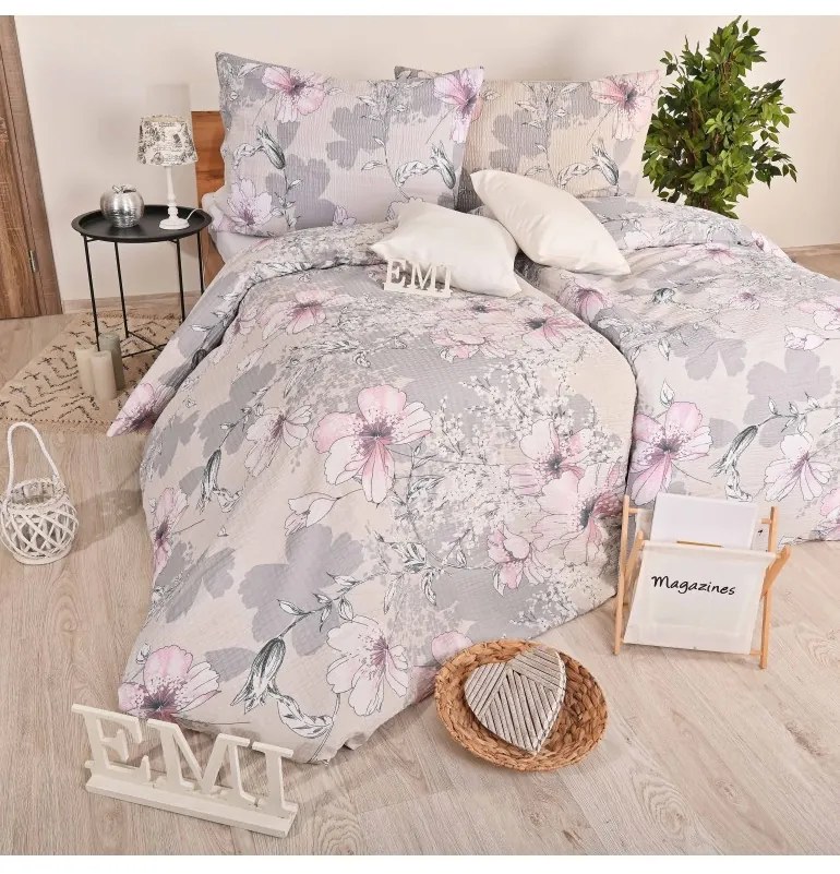 EMI Isadora rózsaszínű krepp ágyneműhuzat, A standard egyszemélyes ágy szett tartalma: 1x 140x200 + 1x 70x90