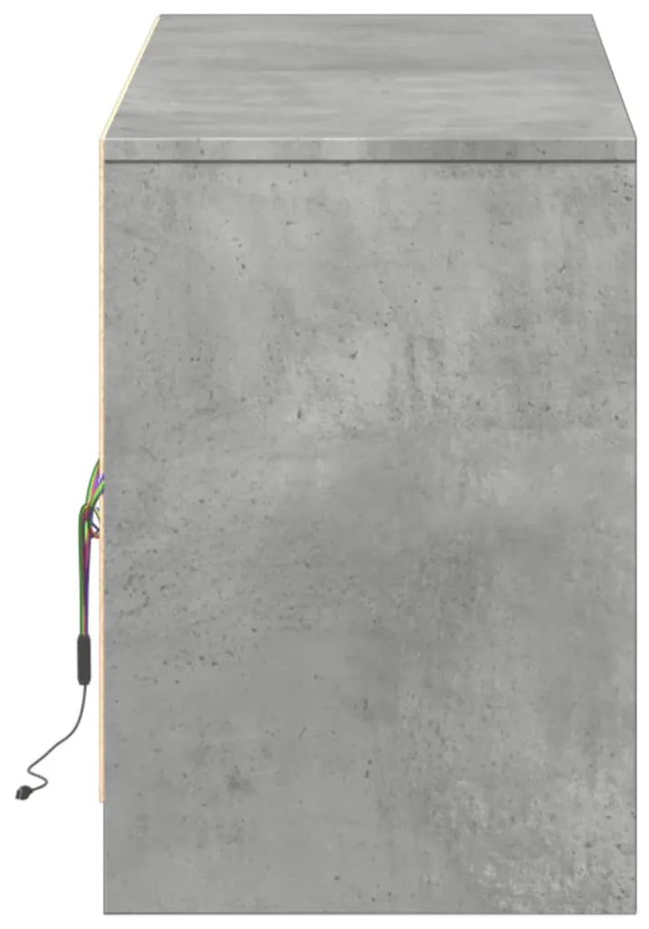 betonszürke szerelt fa TV-szekrény LED-ekkel 140 x 34 x 50 cm