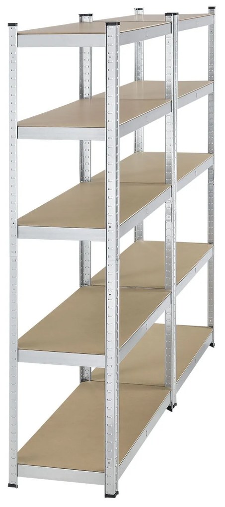 Juskys 2 darabos polcrendszer szett - 180x90x40 cm - ezüst