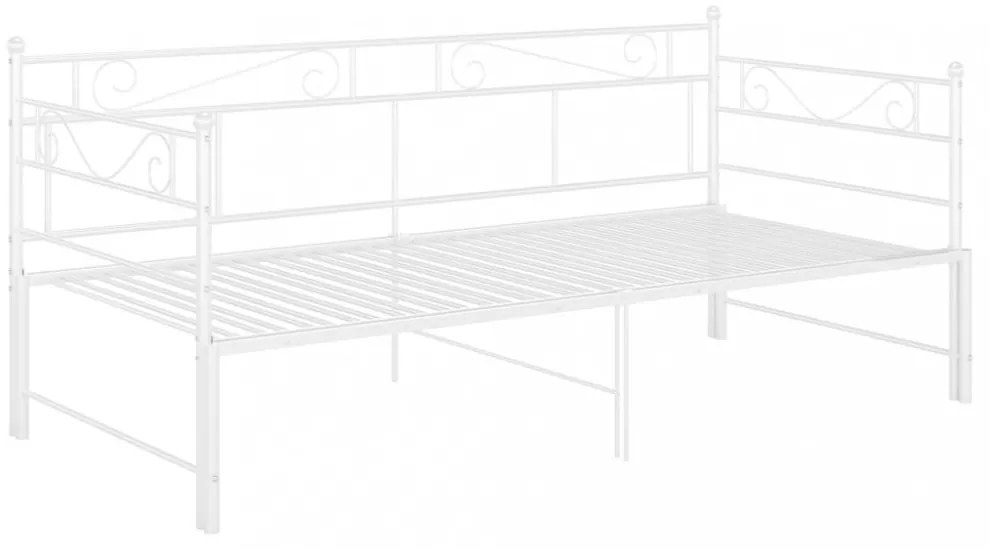 fehér fém kihúzható kanapéágy-keret 90 x 200 cm