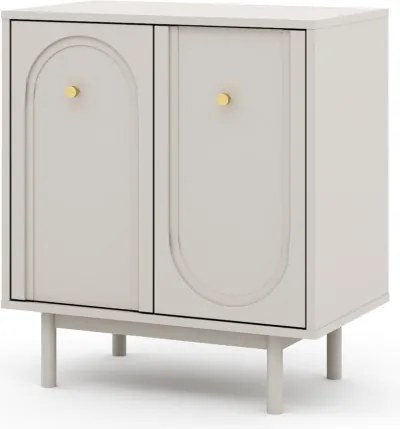 Komód 2 ajtós kasmír színben arany fogantyúkkal – MAZOMA