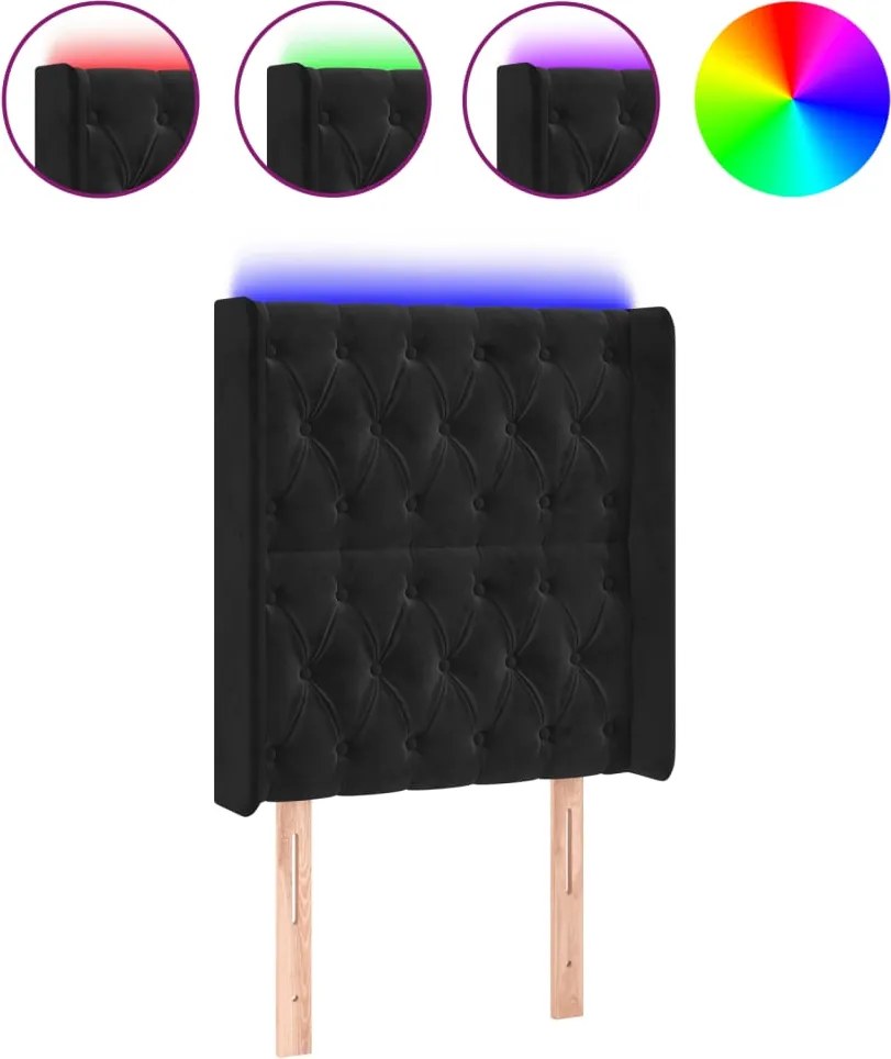 vidaXL fekete bársony LED-es fejtámla 83x16x118/128 cm