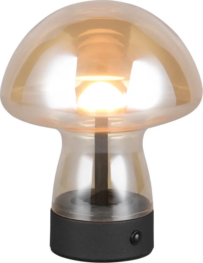 Borostyán színű LED asztali lámpa üveg búrával (magasság 18 cm) Dooley – Reality