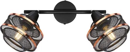 Globo 54020-2 Spotlámpa fém fekete-arany színben,fém drót búrával. HxSZxM: 275x120x215mm, 2xE14 40W 230V izzók nélkül
