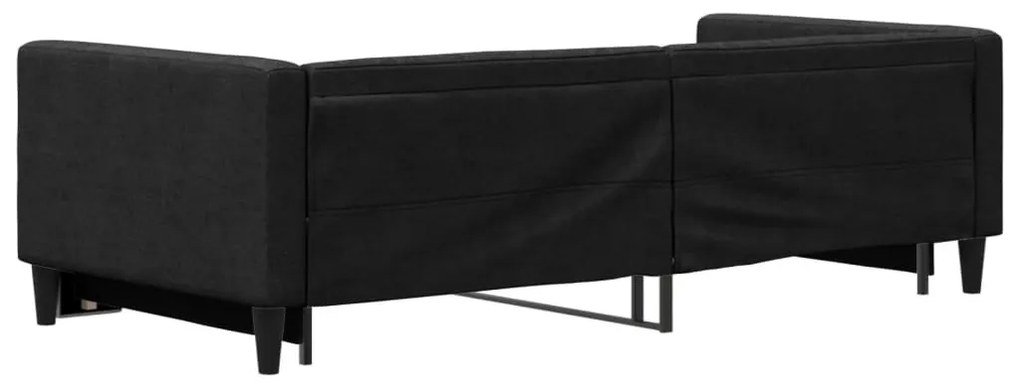 fekete kihúzható szövet heverő 90 x 190 cm