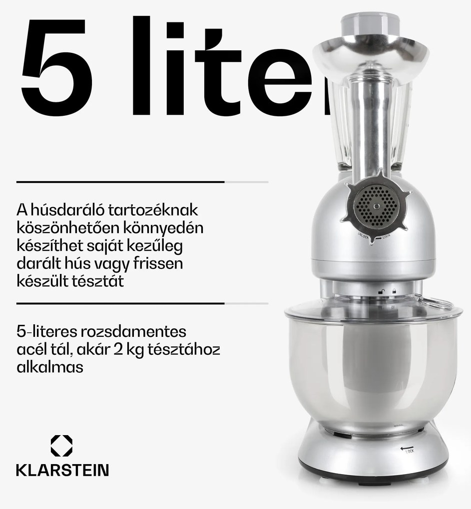 Klarstein Lucia, konyhai robotgép, turmixgép, húsdaráló, 1800 W