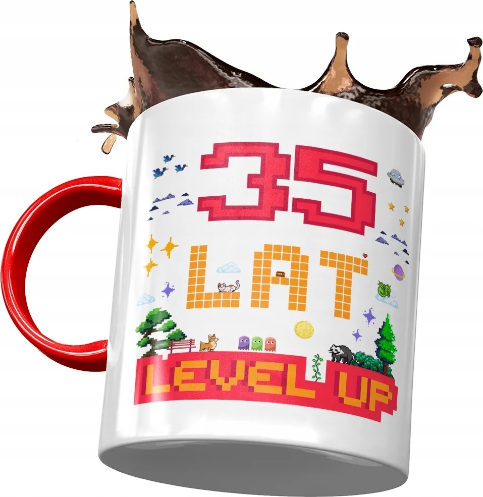 Piros Bögre Születésnapra 35 35-es 35-ös Ajándék Nyomtatott Fotóval