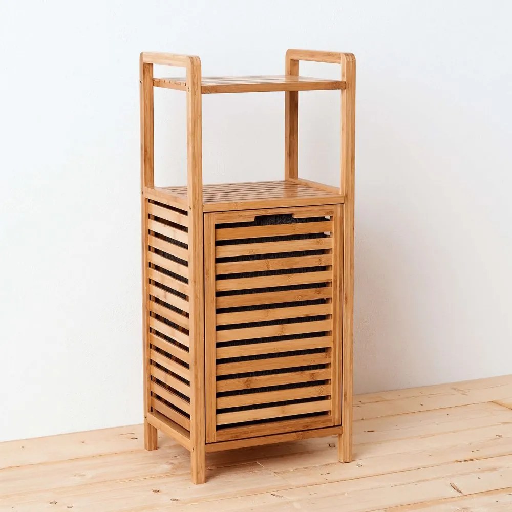 BIG BAMBOO fürdőszobai polc szennyeskosárral