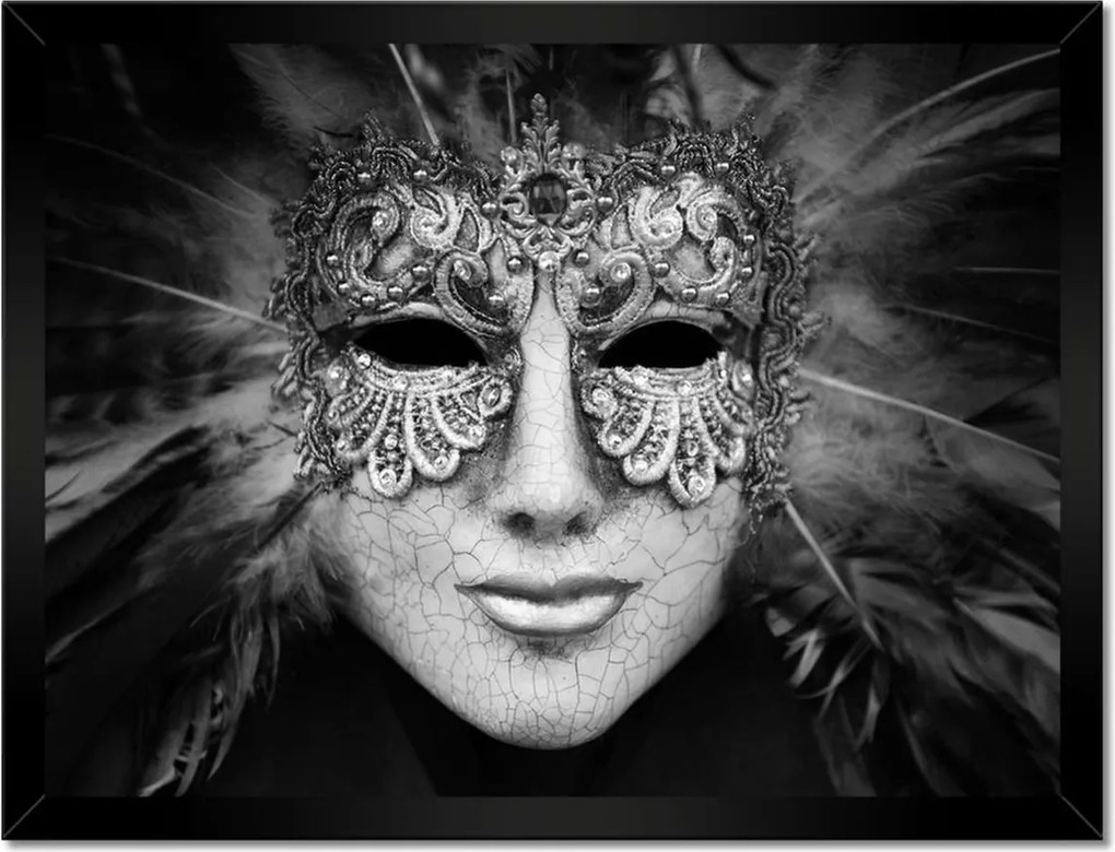 Poszterek keretben 40x30 Velencei maszk szürke