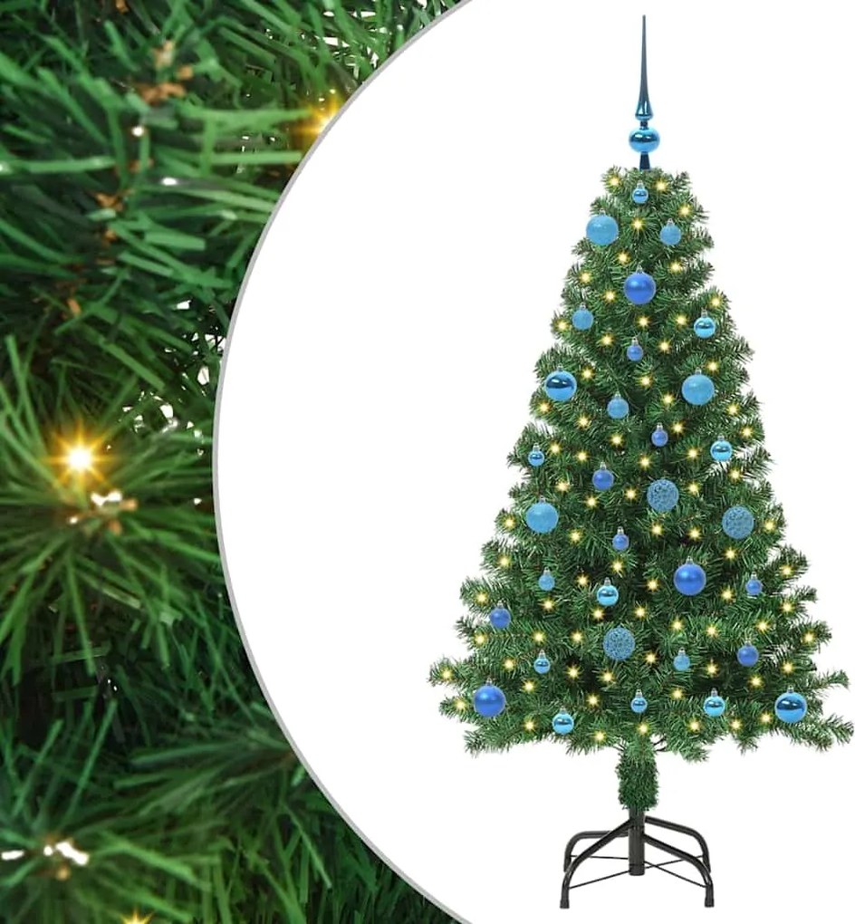 vidaXL Mű karácsonyfa 150 LED-del Zöld 150 cm PVC és Acél és Műanyag