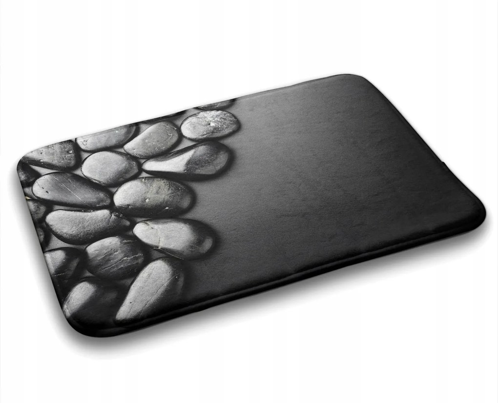 Fürdőszobaszőnyeg puha fekete kövek 75x45 cm