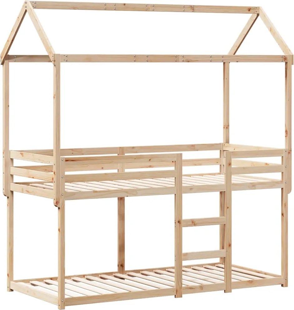 vidaXL tömör fenyőfa emeletes ágy matrac nélkül 90 x 200 cm