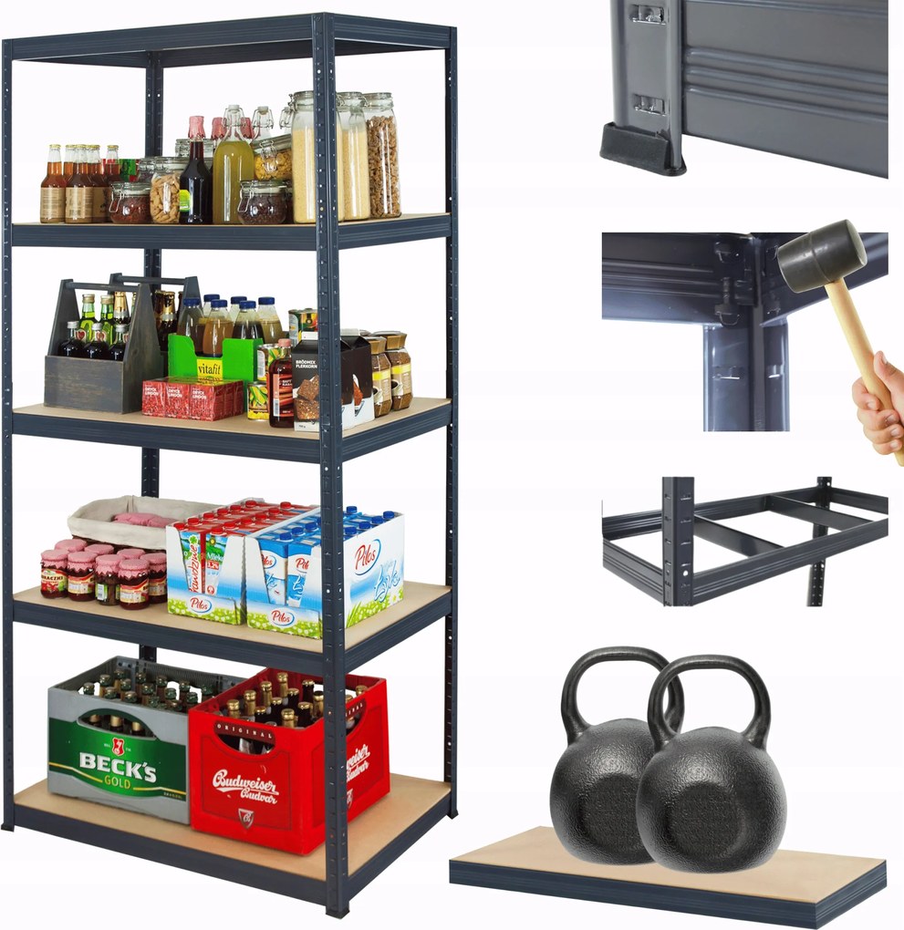 Tárolószekrény fém Premium Helios 213x120x40cm 5Px275kg Tömör