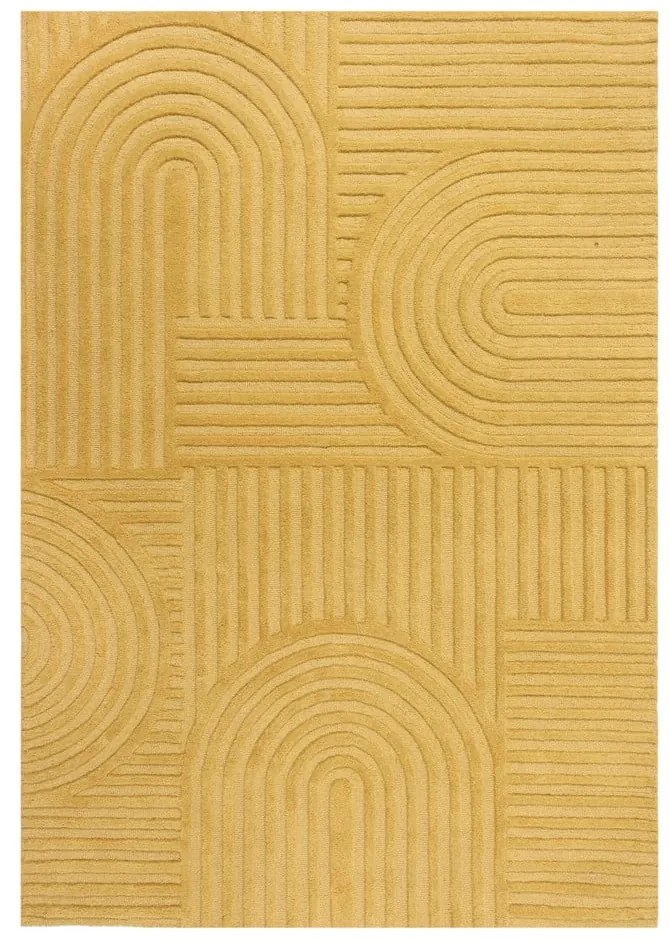 Zen Garden sárga gyapjú szőnyeg, 120 x 170 cm - Flair Rugs