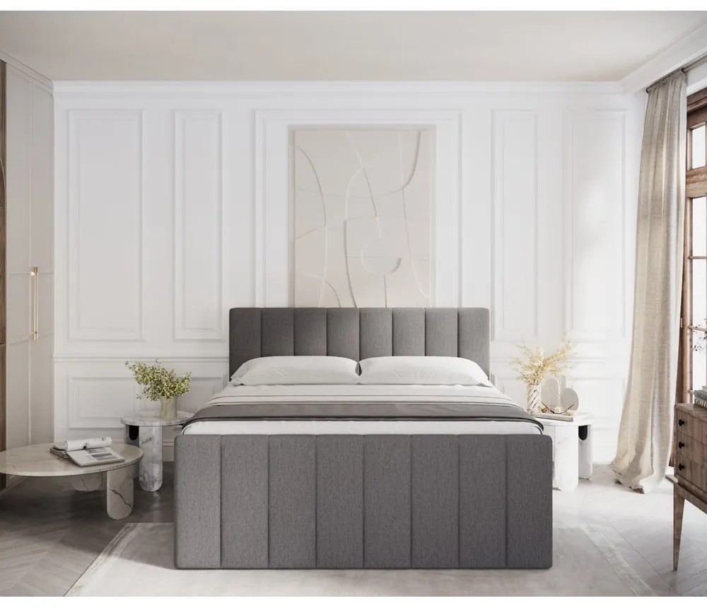 Szürke ágyneműtartós boxspring ágy 180x200 cm Ruby – Maison de Rêve