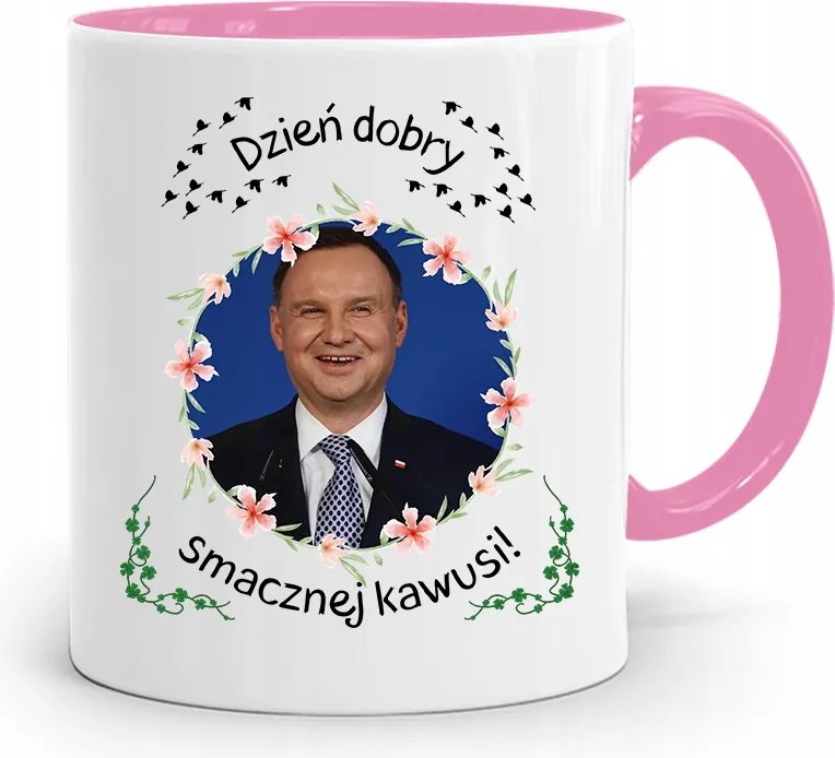 Andrzej Duda Pis Rózsaszín Elnöki Bögre fényképes nyomattal
