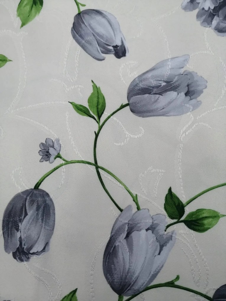 Kész Függöny 140x250 Szürke-zöld Tulipánok