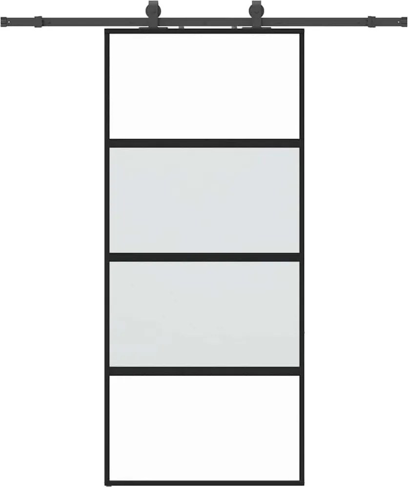 vidaXL fekete edzett üveg tolóajtó fémszerelék szettel 90x205 cm