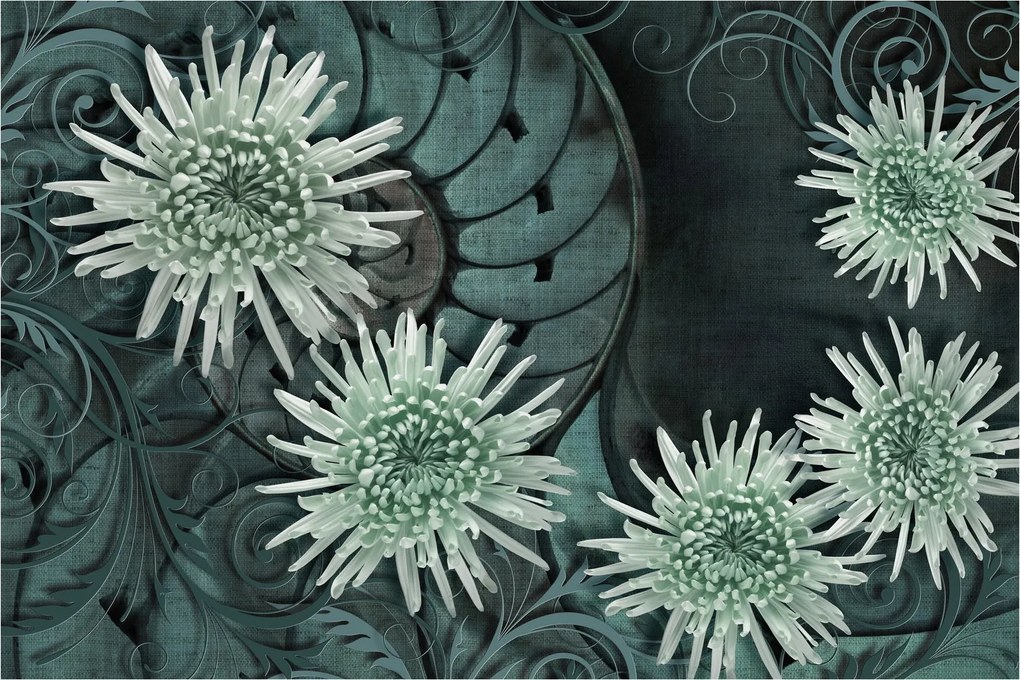 Kép - Zöld virágok (90x60 cm)