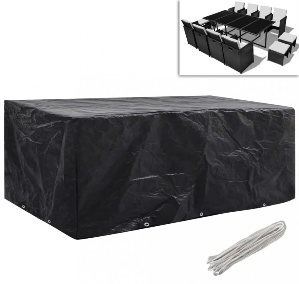2 db 8 személyes polyrattan szett huzat 10 lyukkal 229 x 113 cm