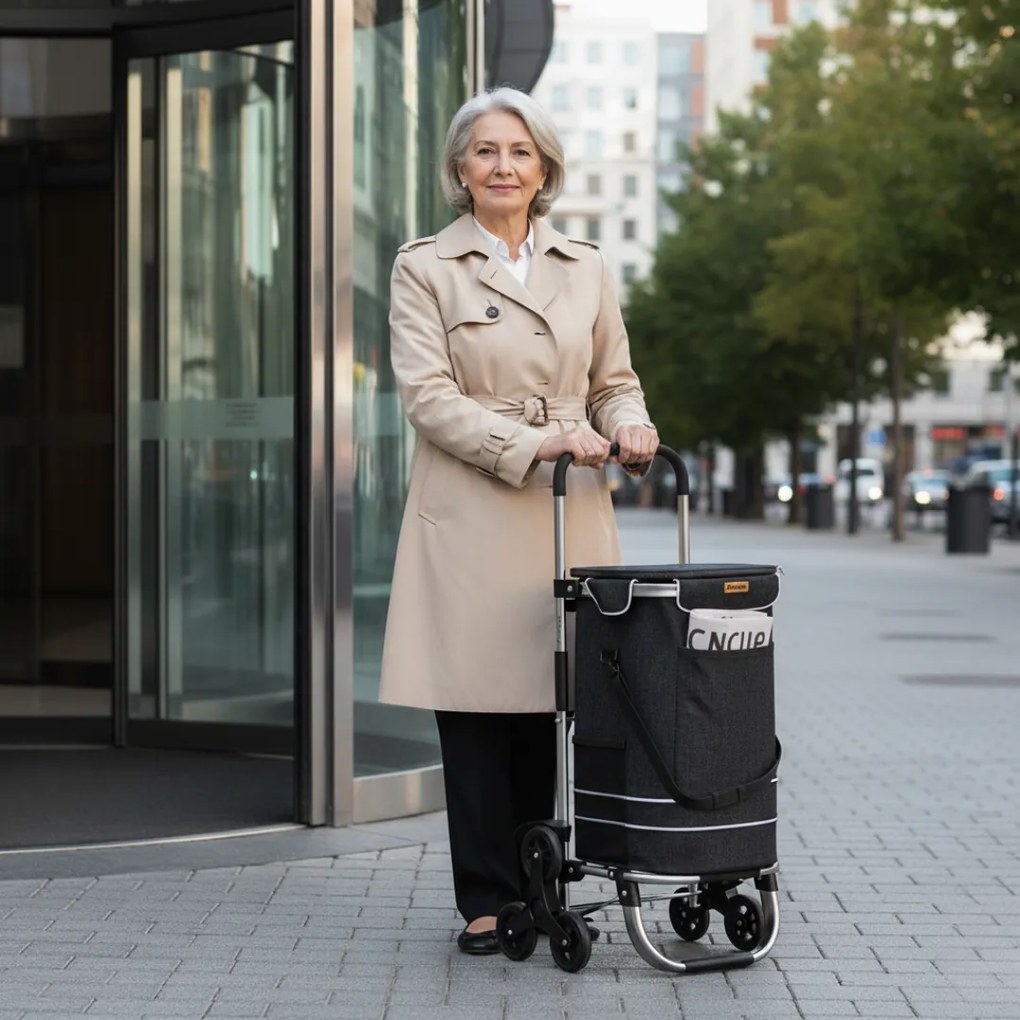 Jurhan COMFORT bevásárlótáska lépcsőjáró kerekekkel, 50l, fekete