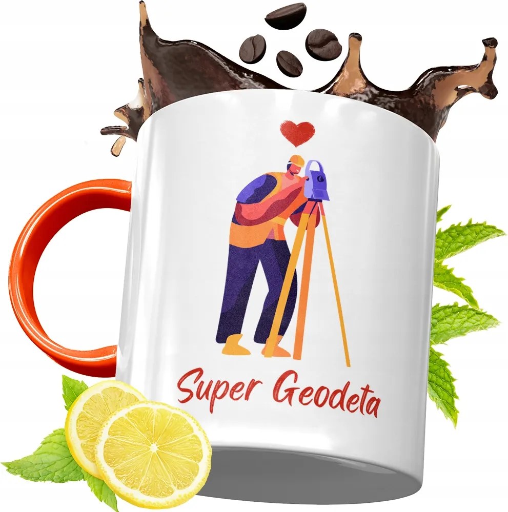 Narancssárga Bögre Földmérőnek Ajándék fényképes nyomtatással